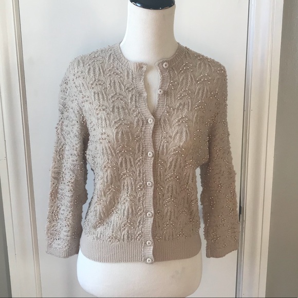 Vintage Sweaters - Vintage beaded crochet cardigan
